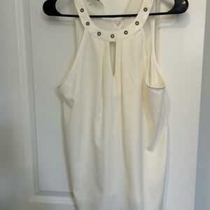 Maurices White Sleeveless Blouse with Studded Neckline